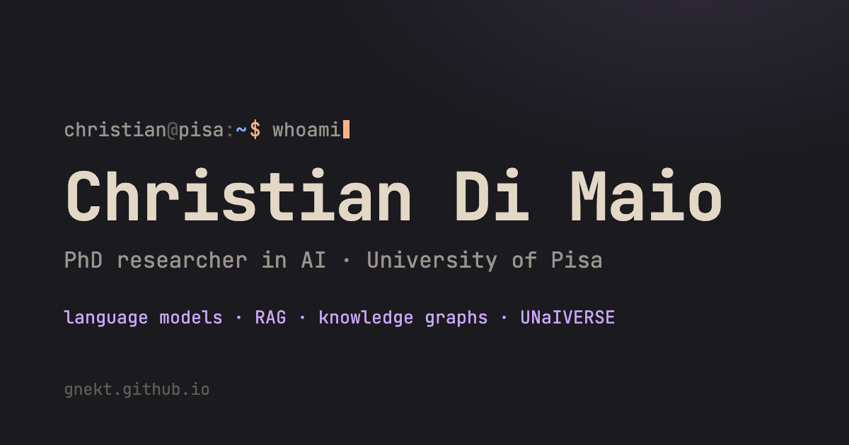 Christian Di Maio · AI researcher (LLMs, RAG, knowledge graphs)
